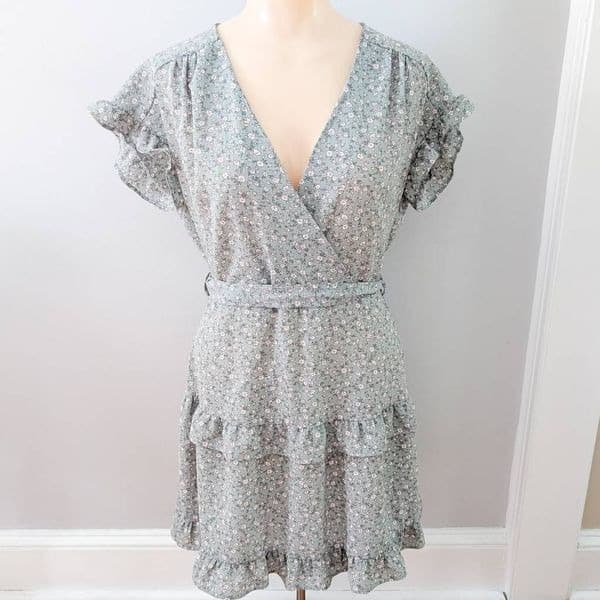 Monteau Los Angeles Floral Ruffle Wrap Dress