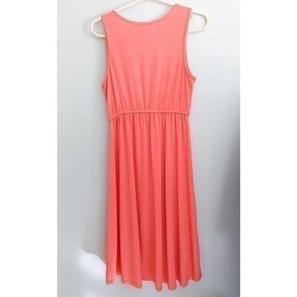 Mix and Co Coral Sleeveless High Low Pocket Dress - Thumbnail 5