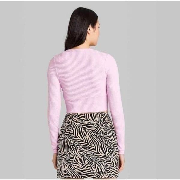 Wild Fable Women's Long Sleeve Cozy Crop Ribbed Top - Thumbnail 4