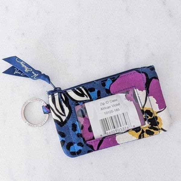 Vera Bradley Zip ID Case in African Violet NWT