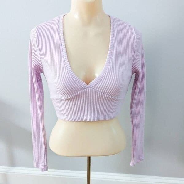 Wild Fable Women's Long Sleeve Cozy Crop Ribbed Top - Thumbnail 2