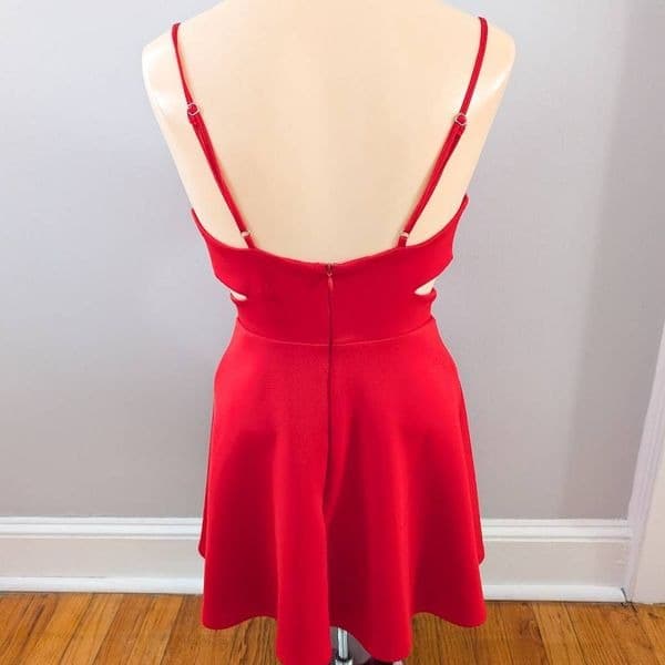 Forever 21 Crisscross Cutout A-Line Red Dress - Thumbnail 2