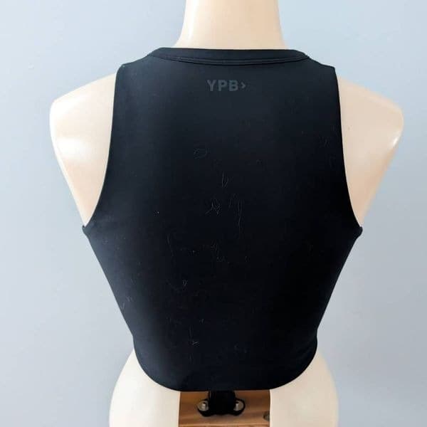 YPB Curve Love Athletic Button Snap Crop Top Black - Thumbnail 4