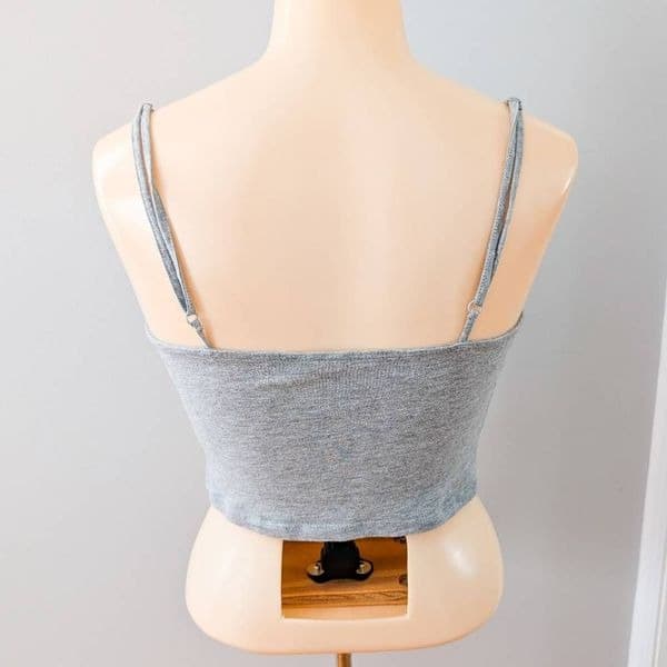 H&M Divided Gray Tank Crop Top Medium - Thumbnail 2