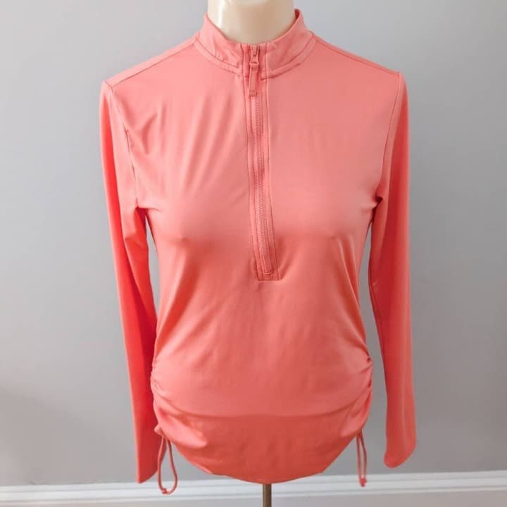 Eddie Bauer Swim Women's High Route Grid 1/2 Zip Up Citrus - Thumbnail 2