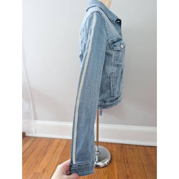 Guess Rhinestoned Sleeve Denim Jean Jacket - Thumbnail 2