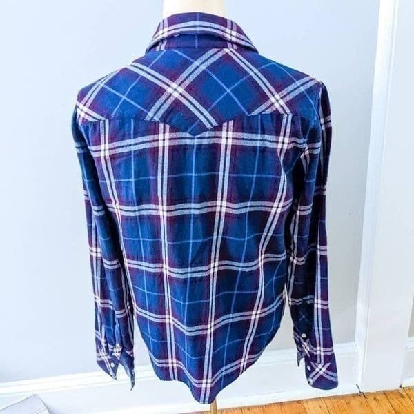 Levi's Blue and Purple Plaid Flannel Button Up Shirt - Thumbnail 2