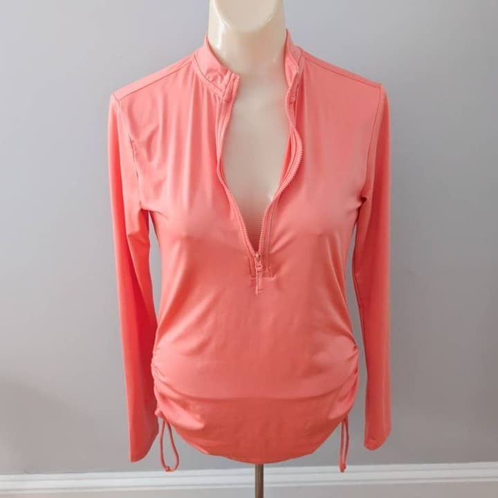 Eddie Bauer Swim Women's High Route Grid 1/2 Zip Up Citrus - Thumbnail 4