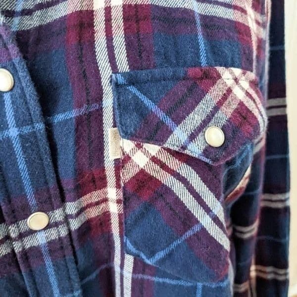 Levi's Blue and Purple Plaid Flannel Button Up Shirt - Thumbnail 3