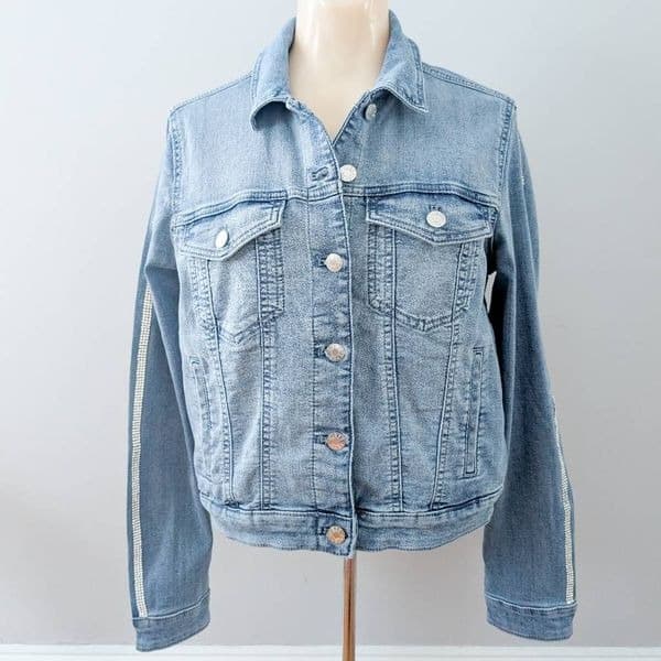 Guess Rhinestoned Sleeve Denim Jean Jacket - Thumbnail 3
