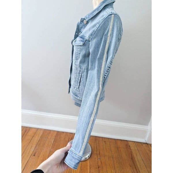 Guess Rhinestoned Sleeve Denim Jean Jacket - Thumbnail 4
