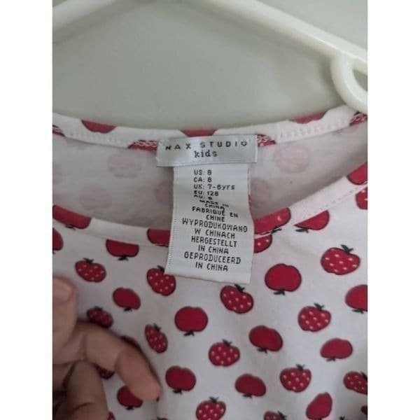 Max Studio Kids Girls Apple Print Long Sleeve Top - Thumbnail 3