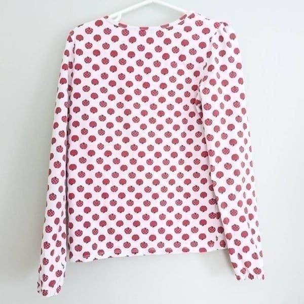 Max Studio Kids Girls Apple Print Long Sleeve Top - Thumbnail 2
