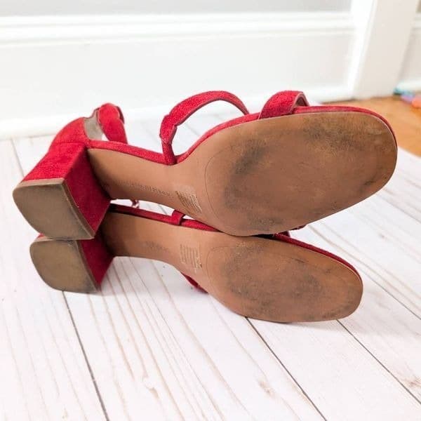 Banana Republic Laser Cut Low Block Heel Suede Sandals - Thumbnail 6