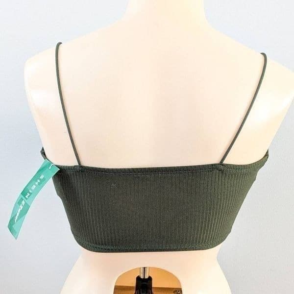 NWT Shein EZwear The Time For Change Ribbed Crop Top Green - Thumbnail 3