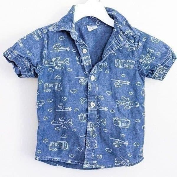 Carter's Button Front Chambray Shirt Planes and Buses