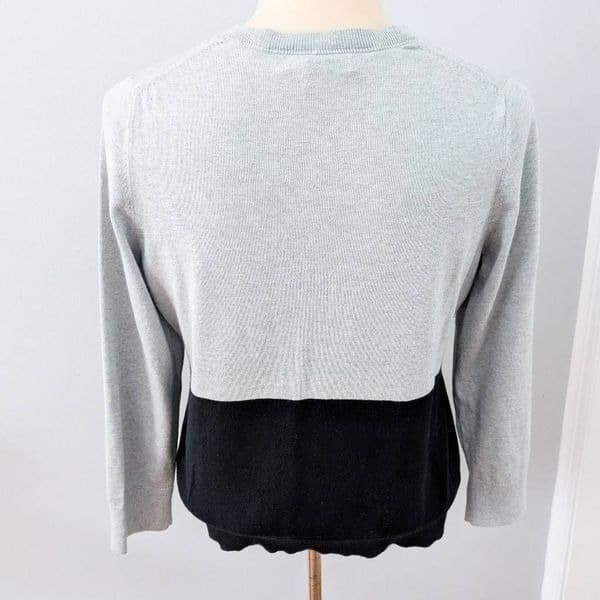 Banana Republic Silk Gray and Black Color Block Cardigan Sweater - Thumbnail 2