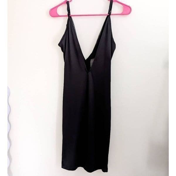 Mapale Black Ruffle Semi Sheer Dress - Thumbnail 4