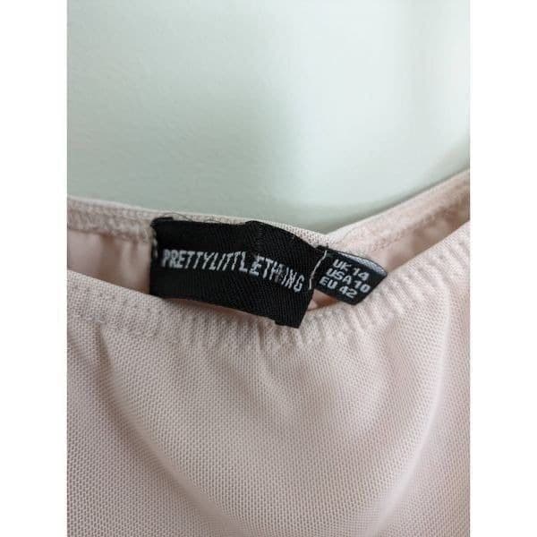 PrettyLittleThing Nude Strappy Mesh Midaxi Dress - Thumbnail 7