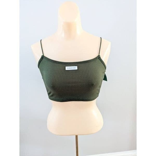 NWT Shein EZwear The Time For Change Ribbed Crop Top Green - Thumbnail 5
