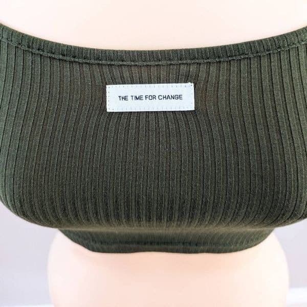 NWT Shein EZwear The Time For Change Ribbed Crop Top Green - Thumbnail 2