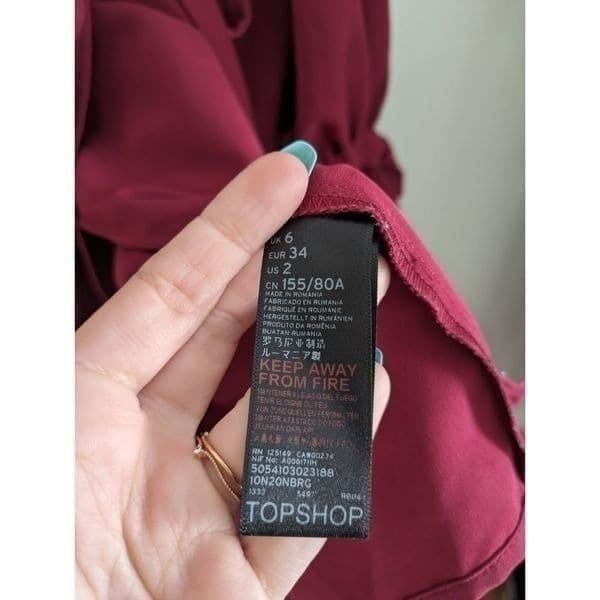TOPSHOP Burgundy Wrap Dress - Thumbnail 6