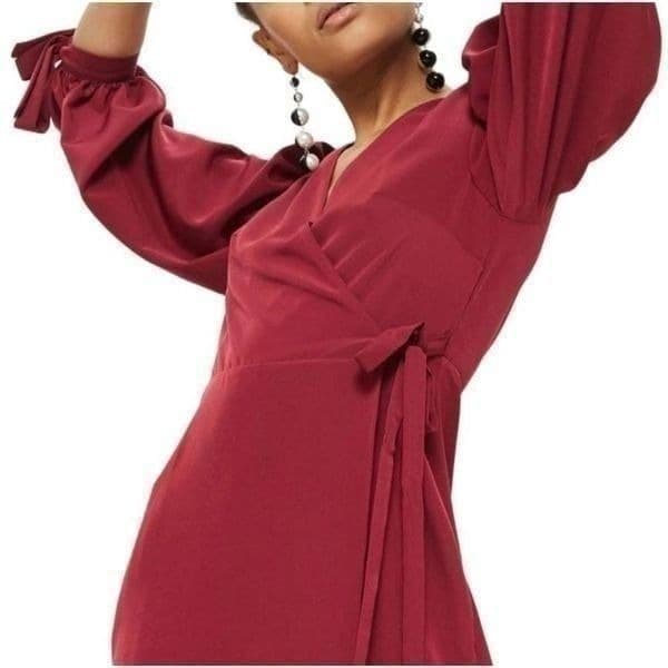 TOPSHOP Burgundy Wrap Dress