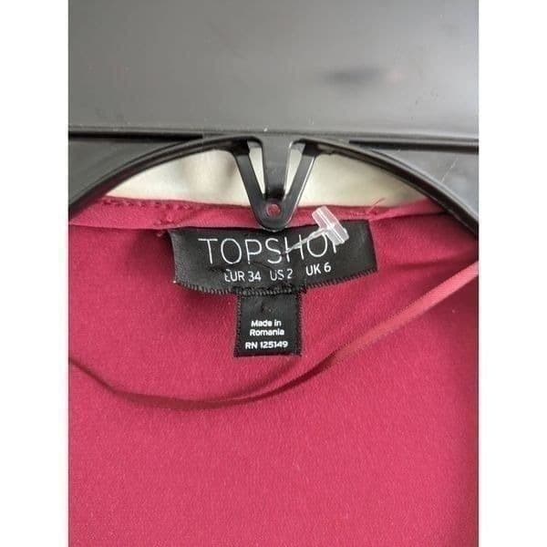 TOPSHOP Burgundy Wrap Dress - Thumbnail 5