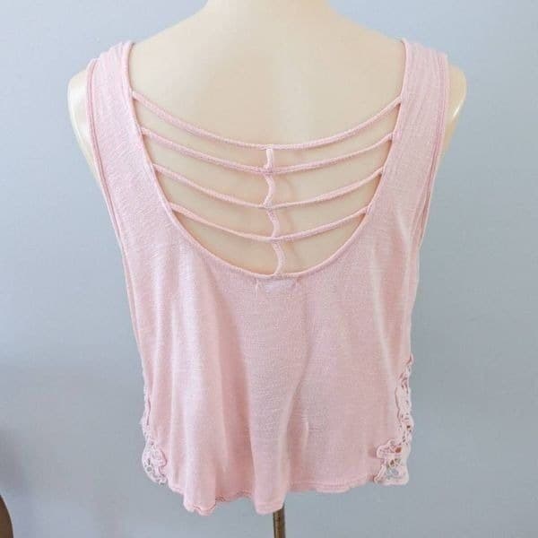 Anthropologie E Hanger M Lace Trim Crop Top Pink - Thumbnail 3