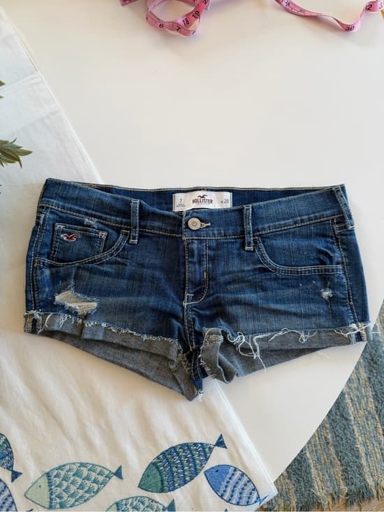 Vintage Hollister Low Rise Dark Blue Denim Jean Shorts - Thumbnail 5