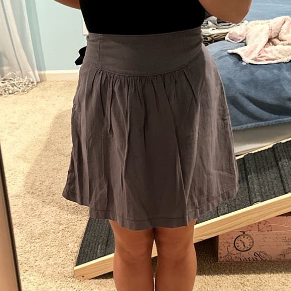 NWT Ann Taylor LOFT Gray Gathered Waist Skirt - Thumbnail 5