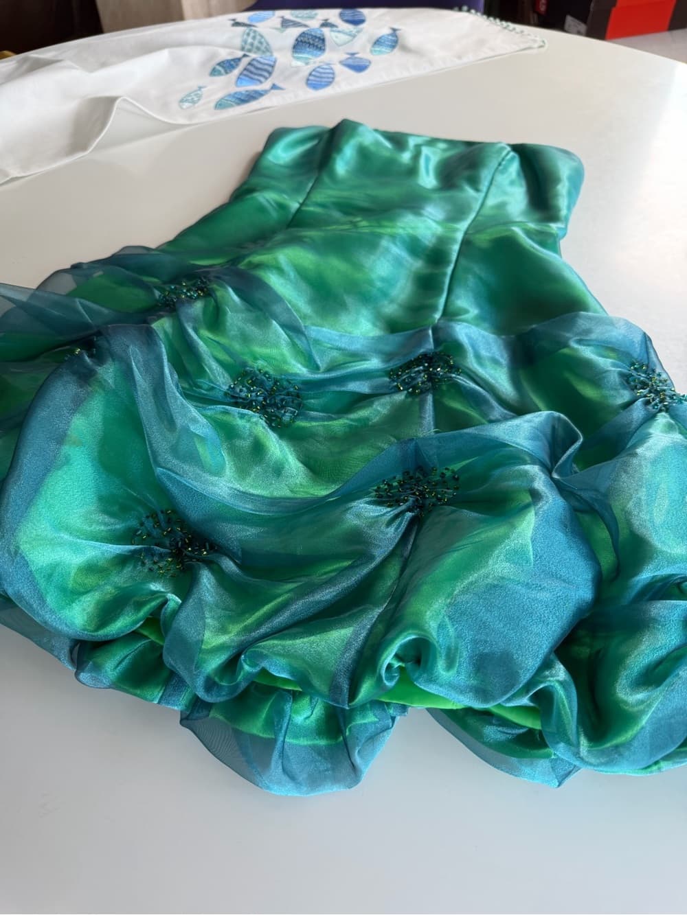 Gorgeous Iridescent Cocktail Dress with Organza Ruching