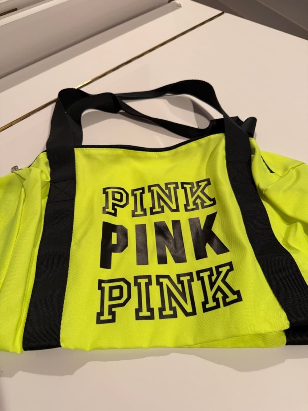 New Vintage Victoria's Secret PINK Neon Yellow Canvas Tote