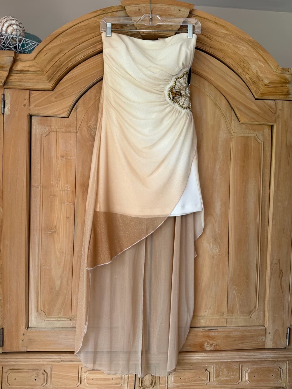 Strapless Evening Dress with Beaded Accents