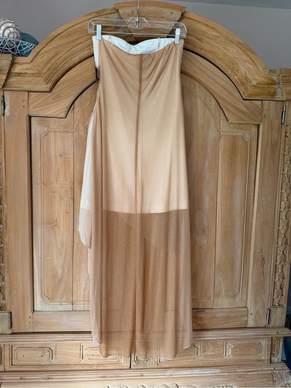 Strapless Evening Dress with Beaded Accents - Thumbnail 5