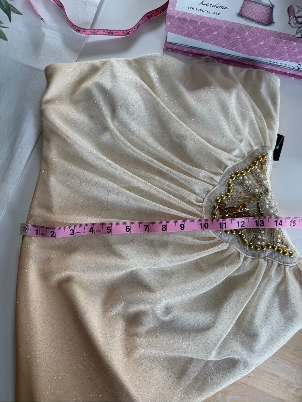 Timeless Ivory Evening Dress with Side Embellishment - Thumbnail 5