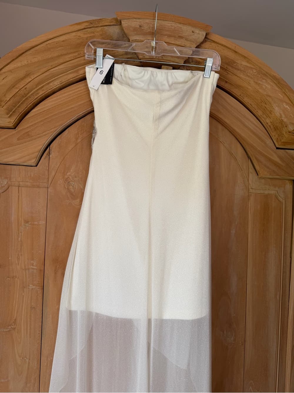 Timeless Ivory Evening Dress with Side Embellishment - Thumbnail 3