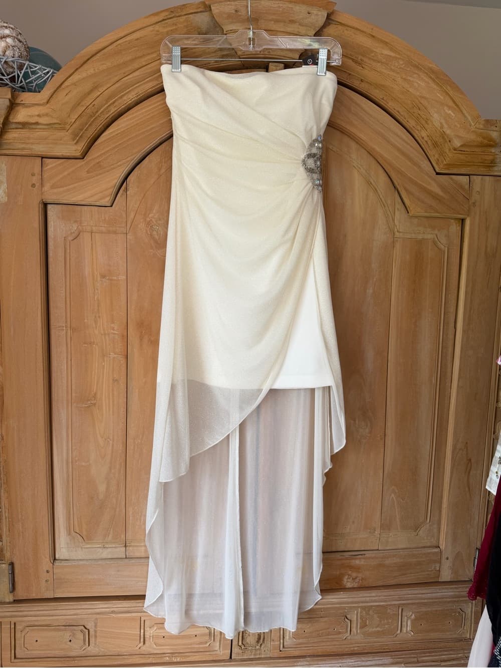 Timeless Ivory Evening Dress with Side Embellishment
