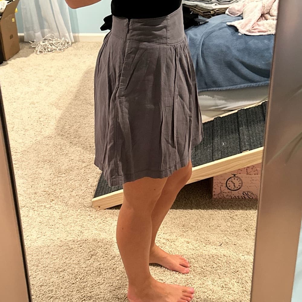 NWT Ann Taylor LOFT Gray Gathered Waist Skirt