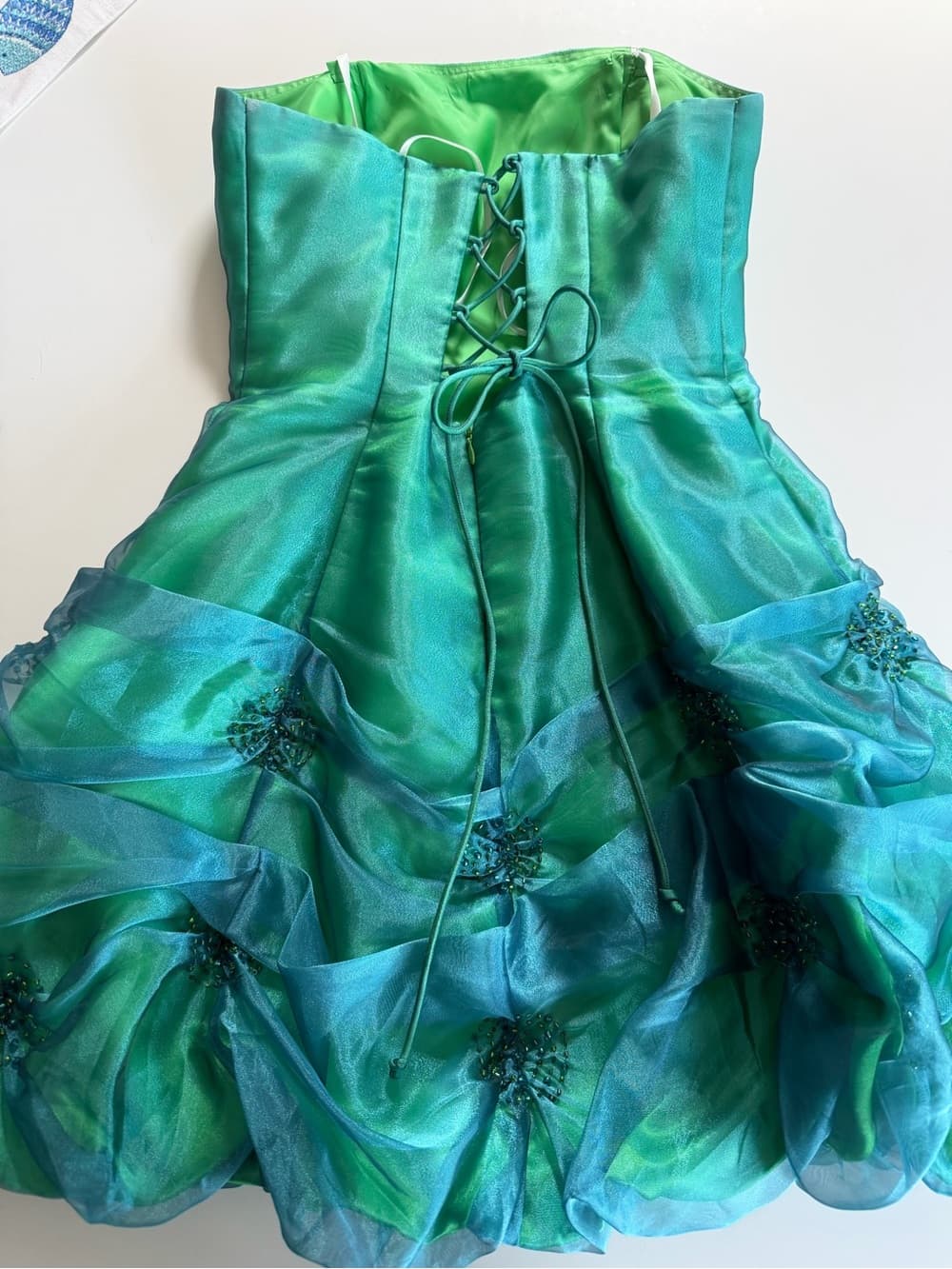 Gorgeous Iridescent Cocktail Dress with Organza Ruching - Thumbnail 4