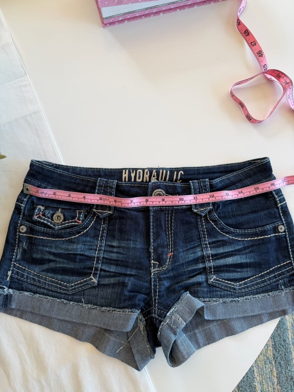 Vintage Dark Wash Denim Cuffed Shorts