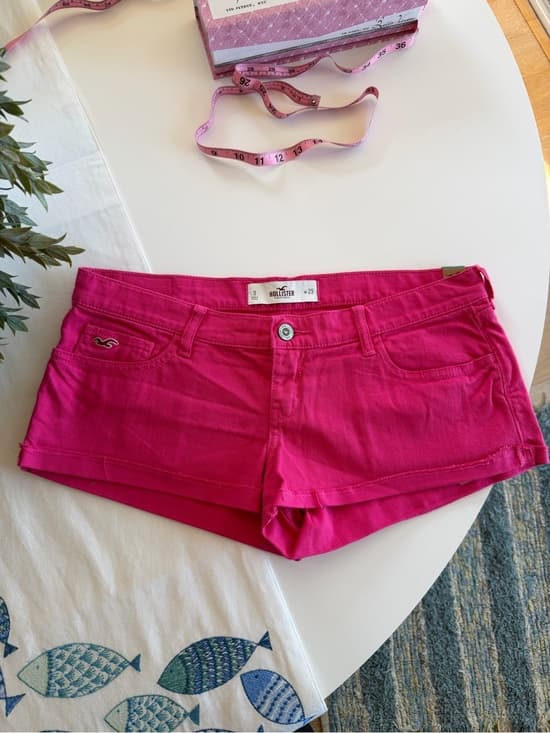 Vintage Hollister Bright Pink Low-Rise Denim Shorts - Thumbnail 6