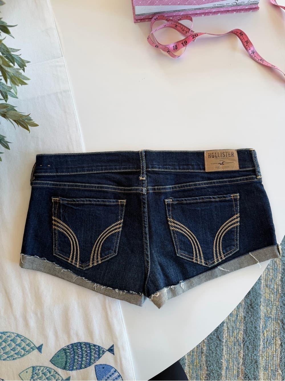 Vintage Hollister Low Rise Dark Blue Denim Jean Shorts - Thumbnail 3
