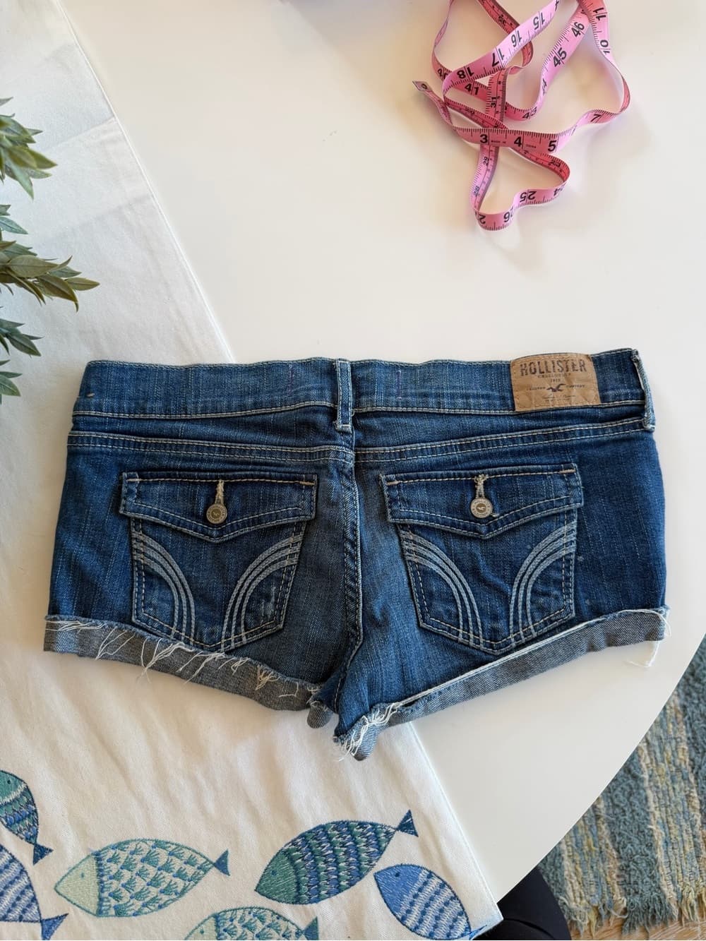 Vintage Hollister Low Rise Dark Blue Denim Jean Shorts - Thumbnail 3