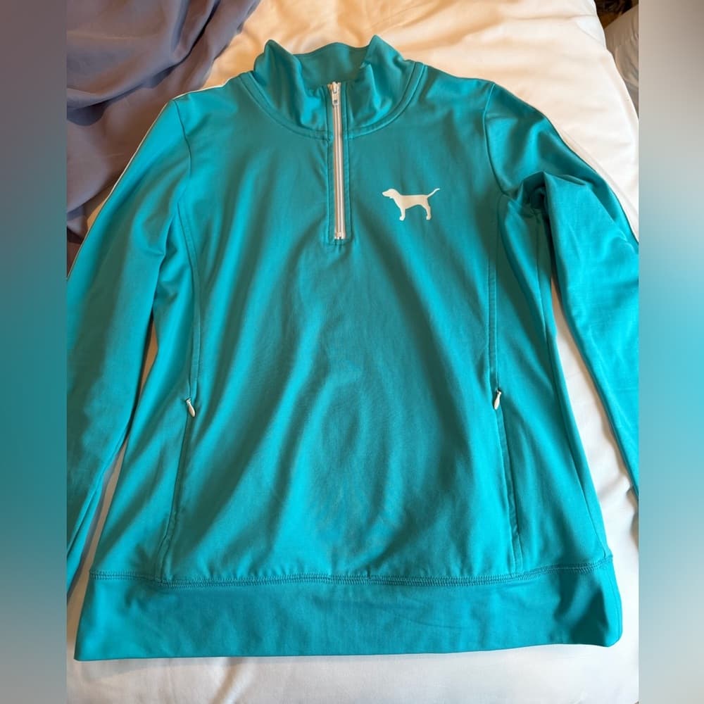 Vintage Victoria's Secret PINK Aqua Quarter-Zip Pullover - Thumbnail 5