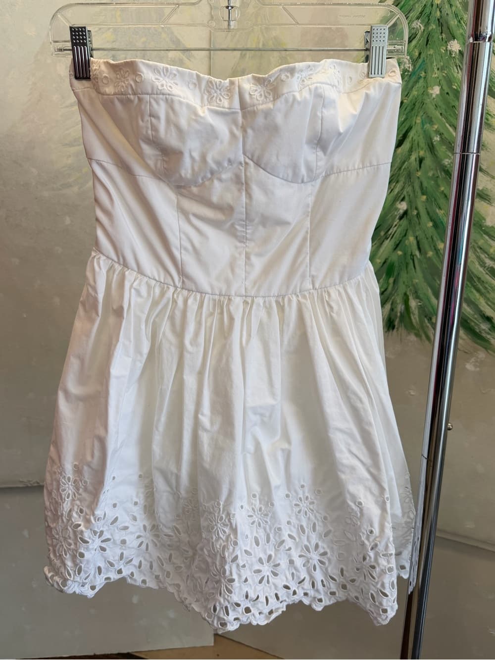 Timeless Strapless White Eyelet Dress - Thumbnail 4