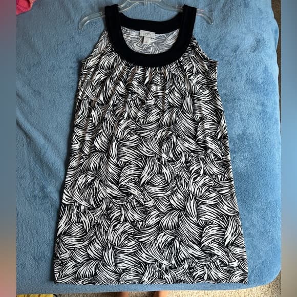 Vintage Black & White Printed Shift Dress - Thumbnail 4