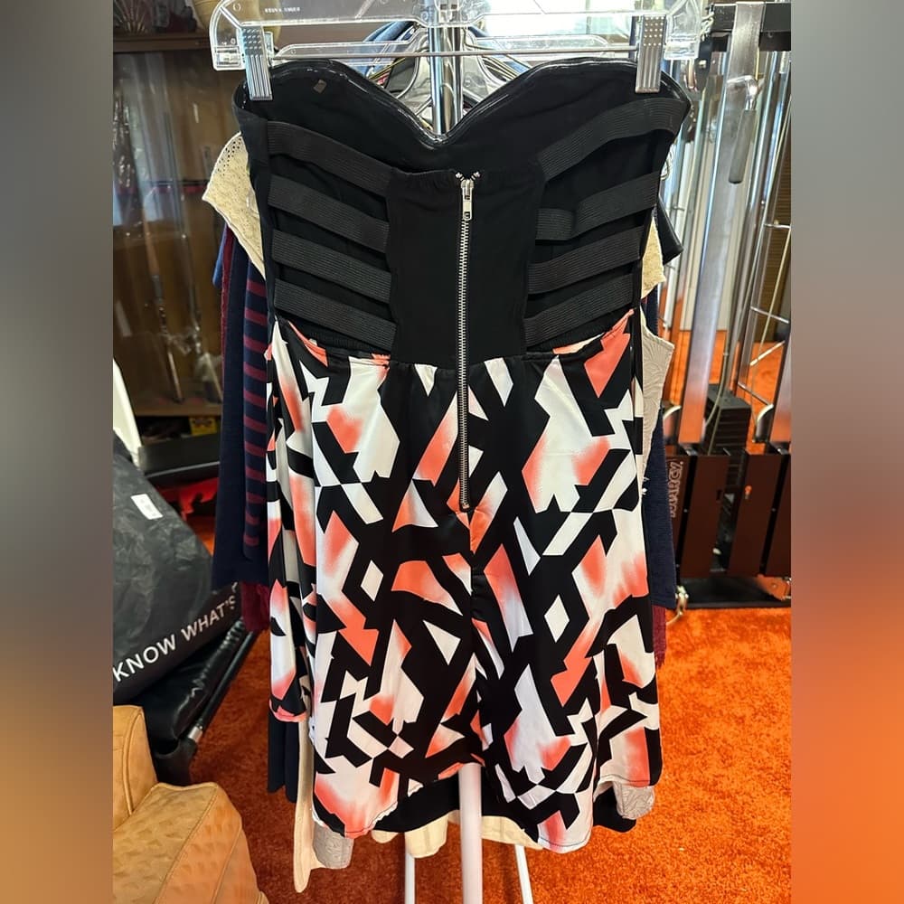 Chic Black and Geometric Pattern Dress - Thumbnail 6