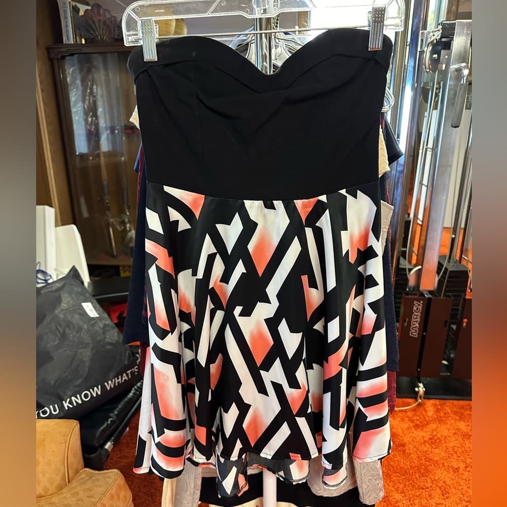 Chic Black and Geometric Pattern Dress - Thumbnail 4