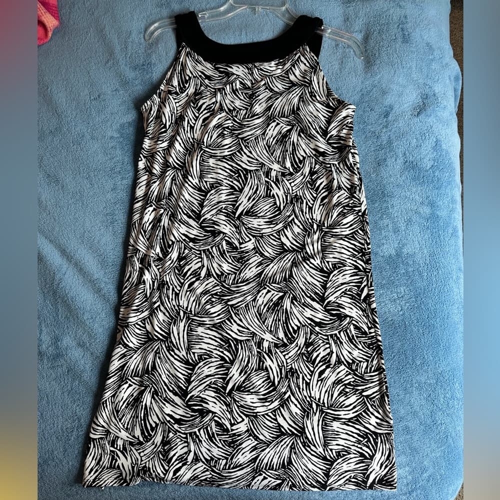 Vintage Black & White Printed Shift Dress - Thumbnail 2